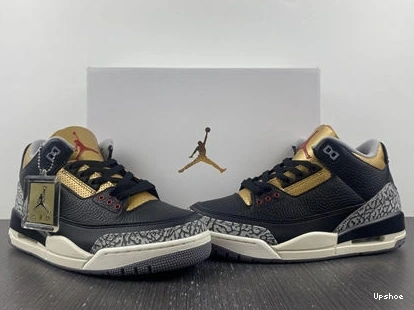 Cement Jordan SoftTouch Retro 3 3832 Black CK9246- Gold 1029